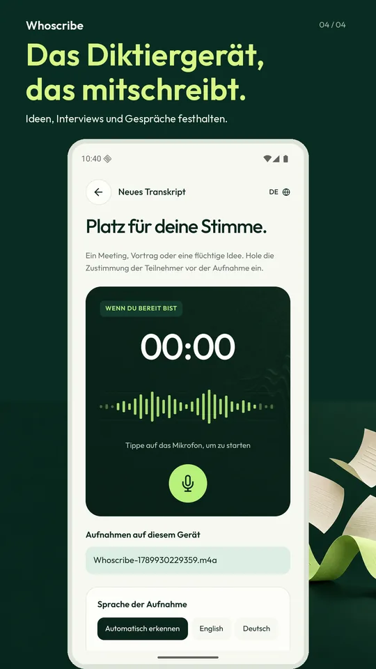 Ein Sprachrekorder, der schreibt