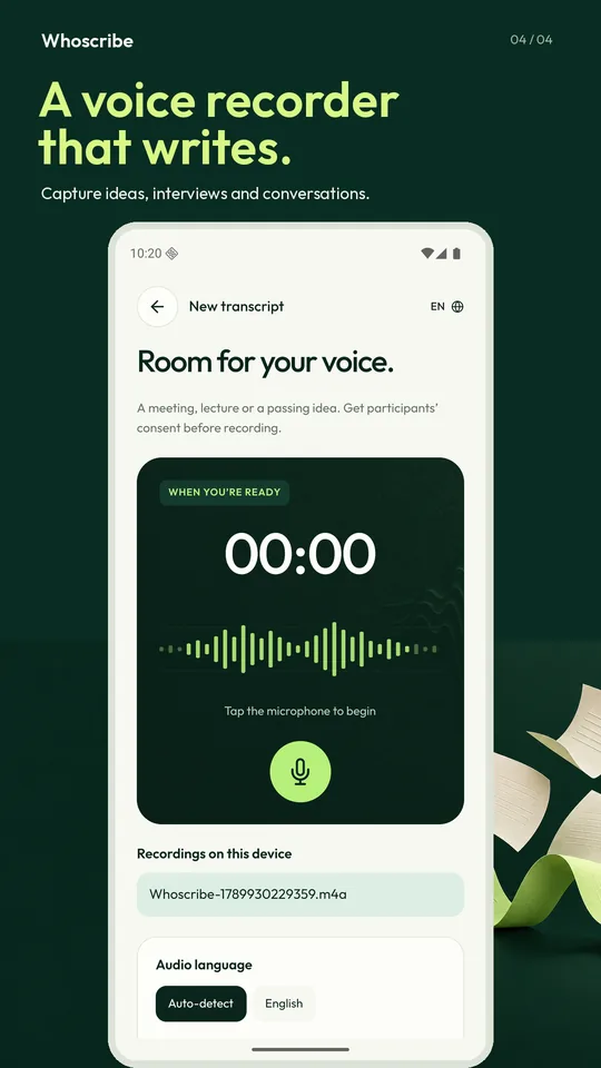A voice recorder that writes