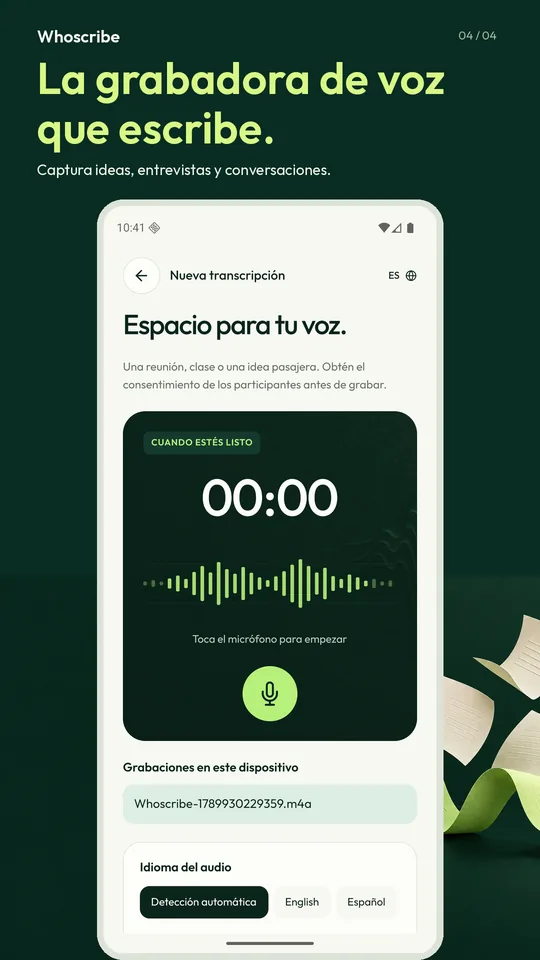 Una grabadora de voz que escribe