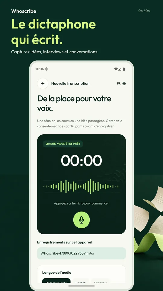 Un dictaphone qui prend des notes