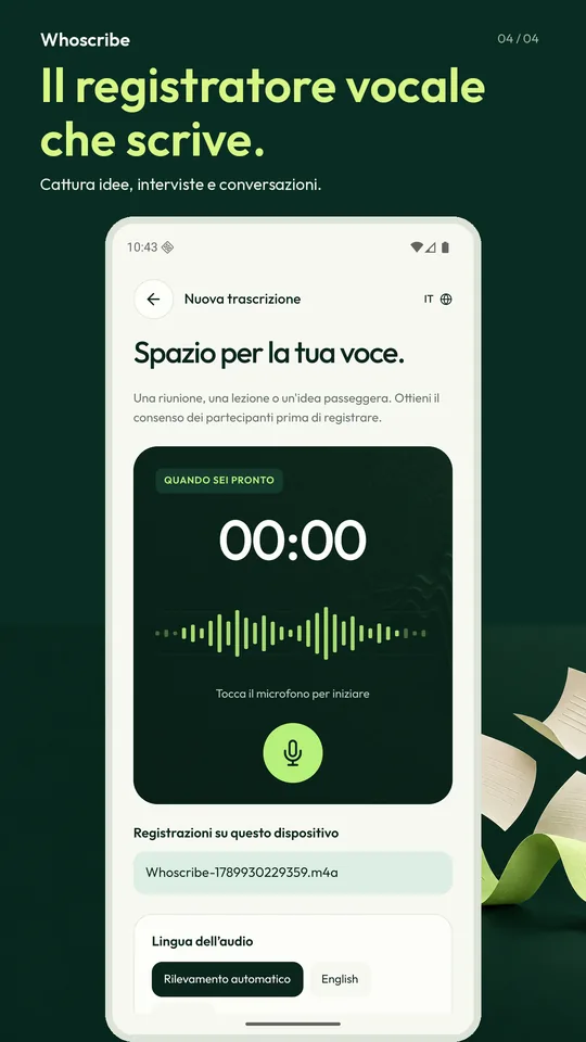 Un registratore vocale che scrive