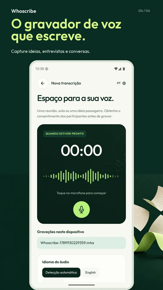 Um gravador de voz que escreve